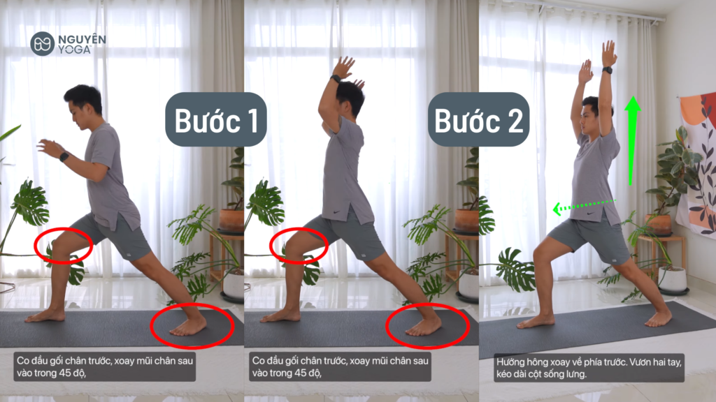 cách thực hiện tư thế yoga chiến binh 1
